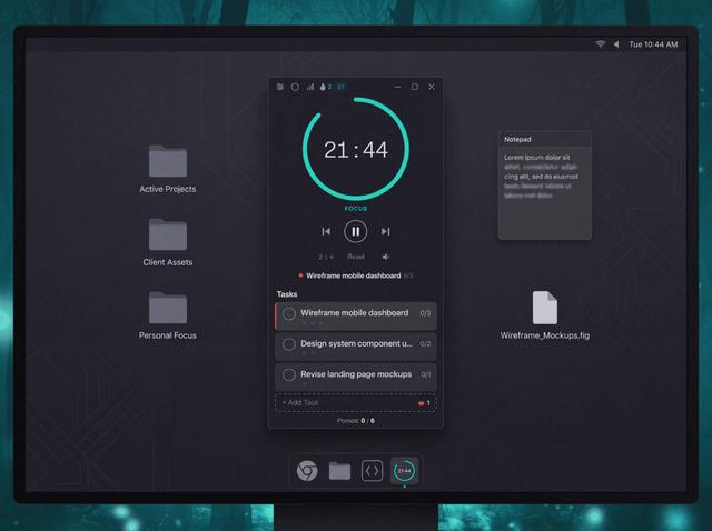 PomoDeck desktop app running as standalone Pomodoro timer without hardware